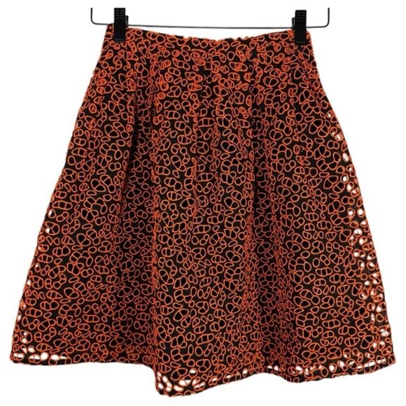 Christopher Kane Made in Italy Black / Orange Leopard Broderie Skirt size 2 - Picture 1 of 7